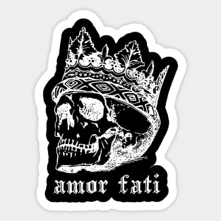 Amor Fati Skull King in Crown White Amor Fati Sticker